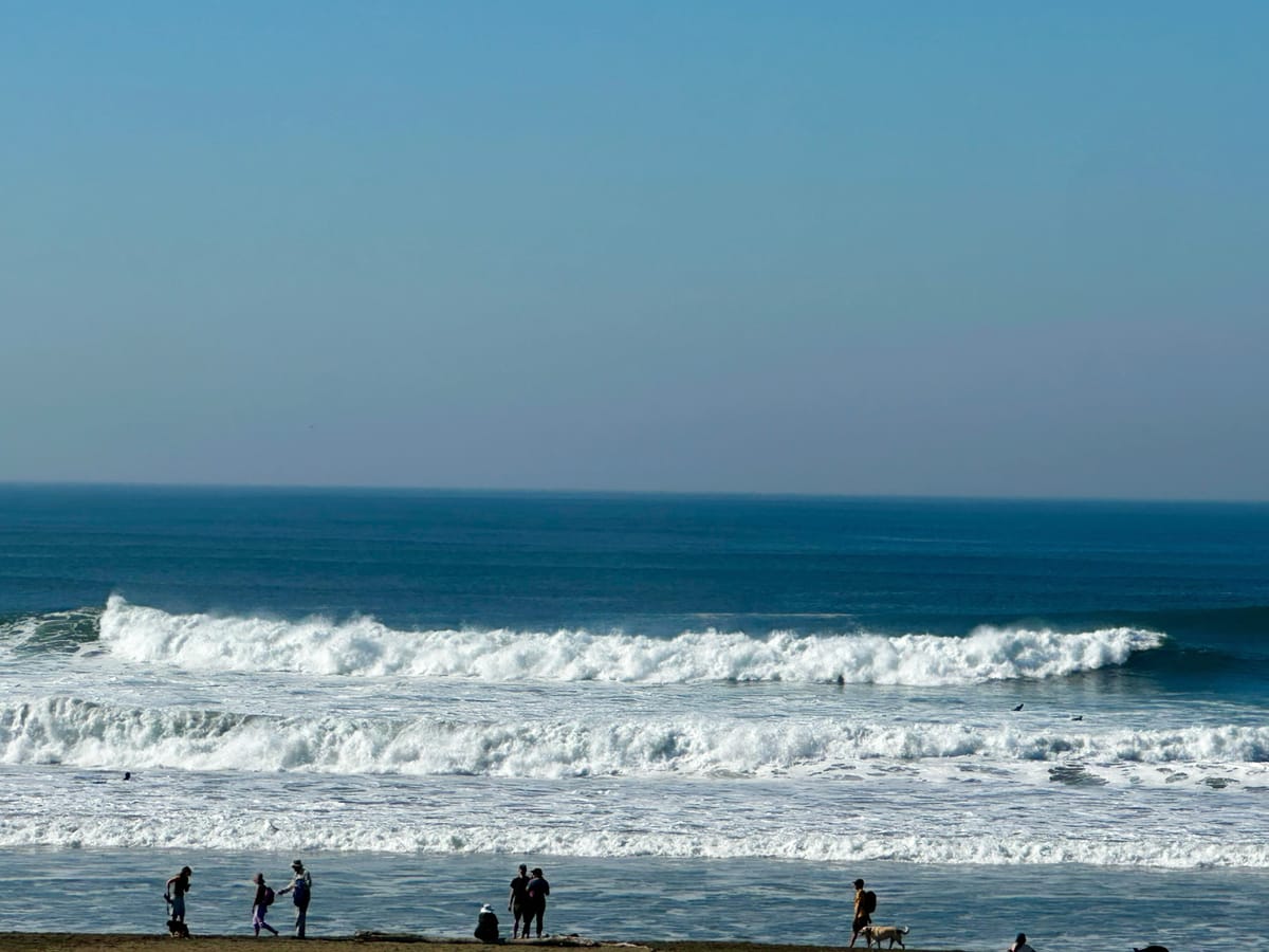 sunny sky over strong current at the beach in SF